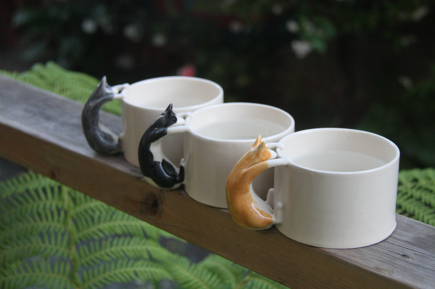 Grey Blue Cat Handle Mug – Handcrafted Ceramic