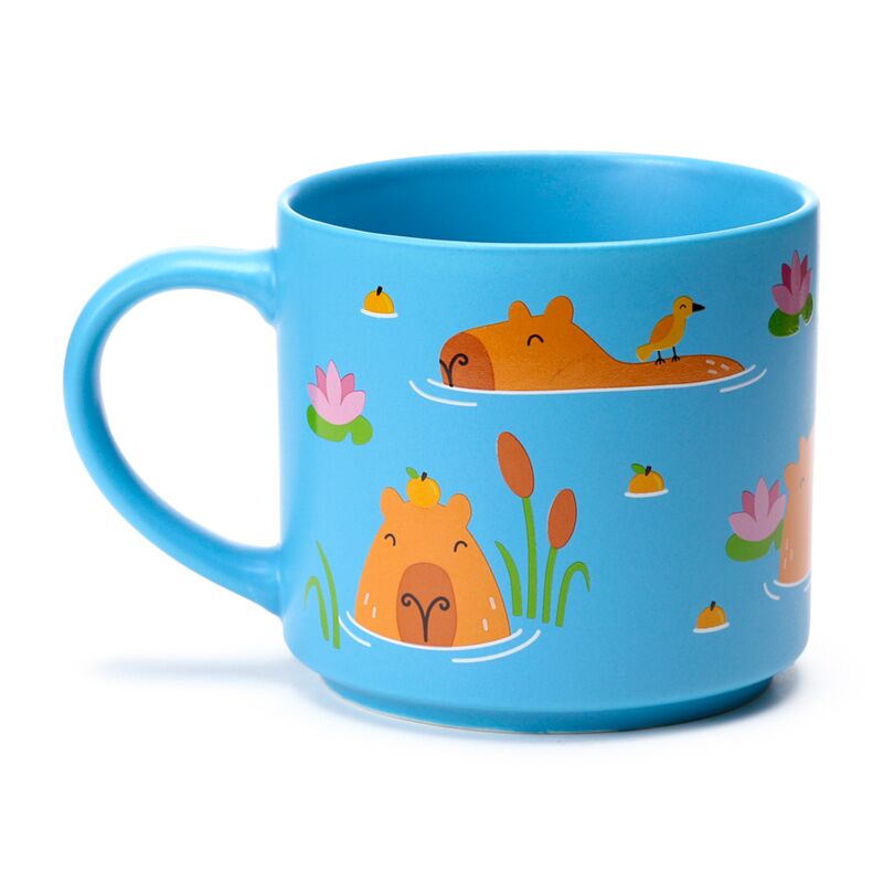 Capybara themed porcelain tea cup side view