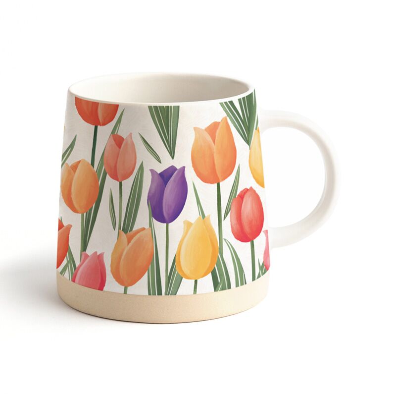 Tulip floral stoneware coffee mug 420ml