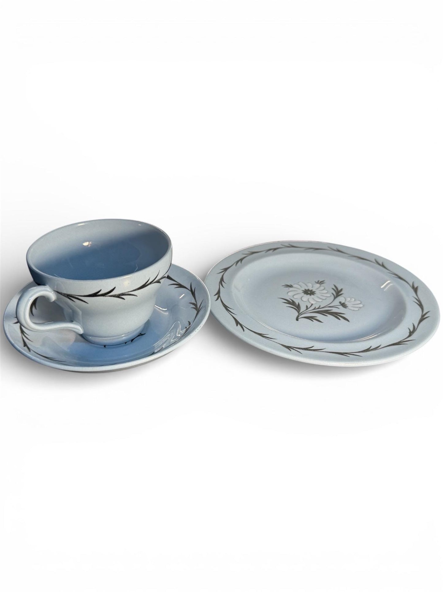 Wedgwood Aster Blue Floral Tea Trio – English Bone China