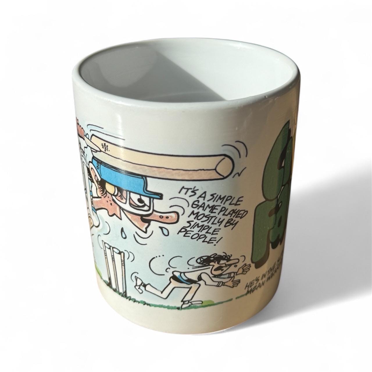 Cricket Fanatic Ceramic Mug – 1994 Cartoon Sports Design