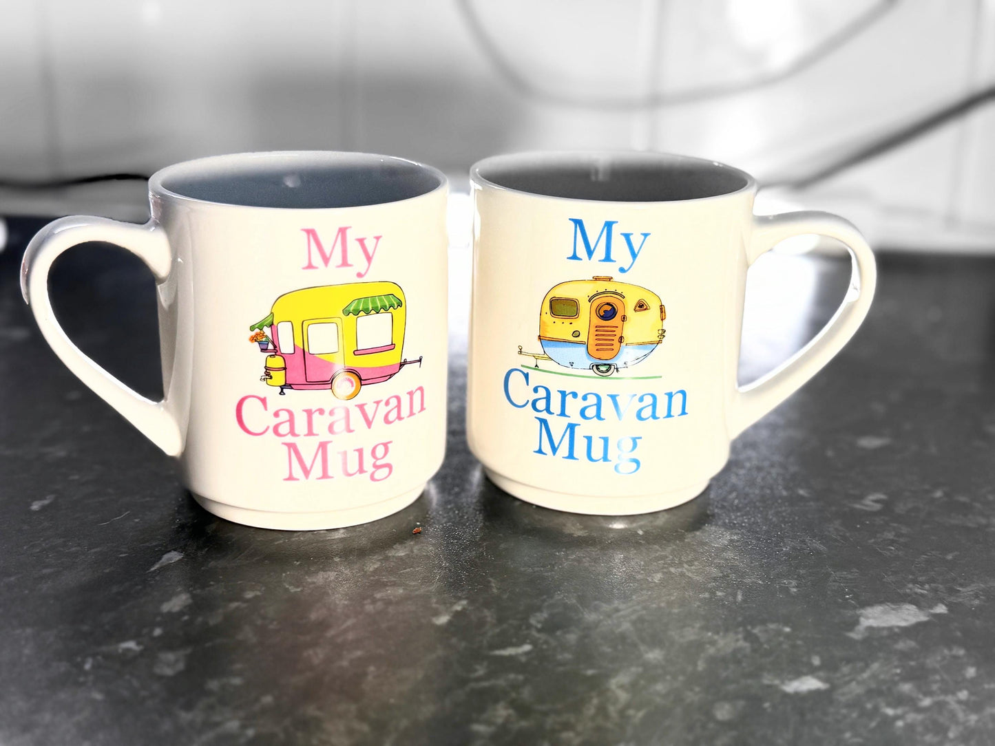 “My Caravan Mug” Novelty Ceramic Mug – Pink or Blue Design
