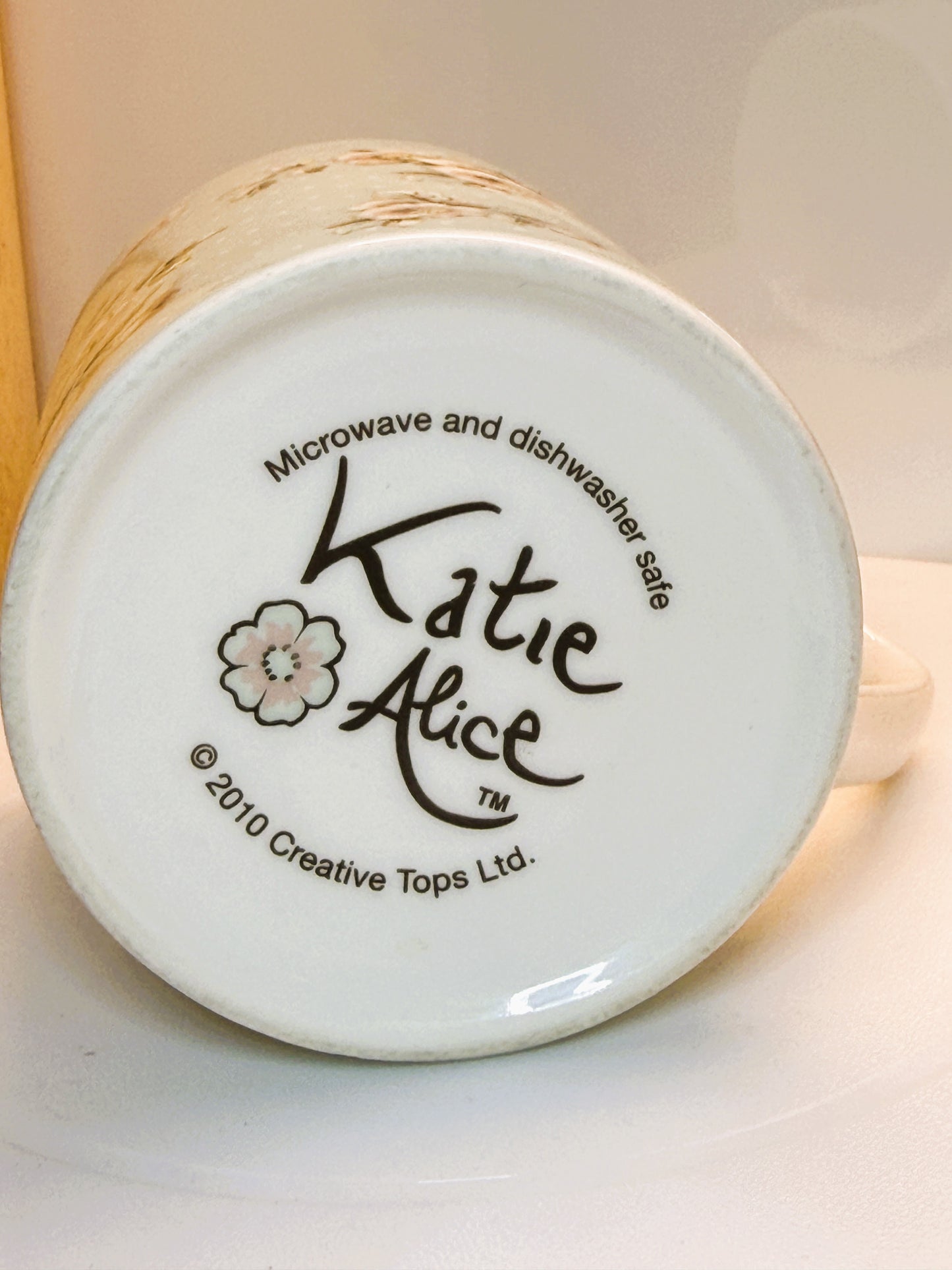 Katie Alice Floral Polka Dot Mug – Mint Green Ceramic Mug, 2010