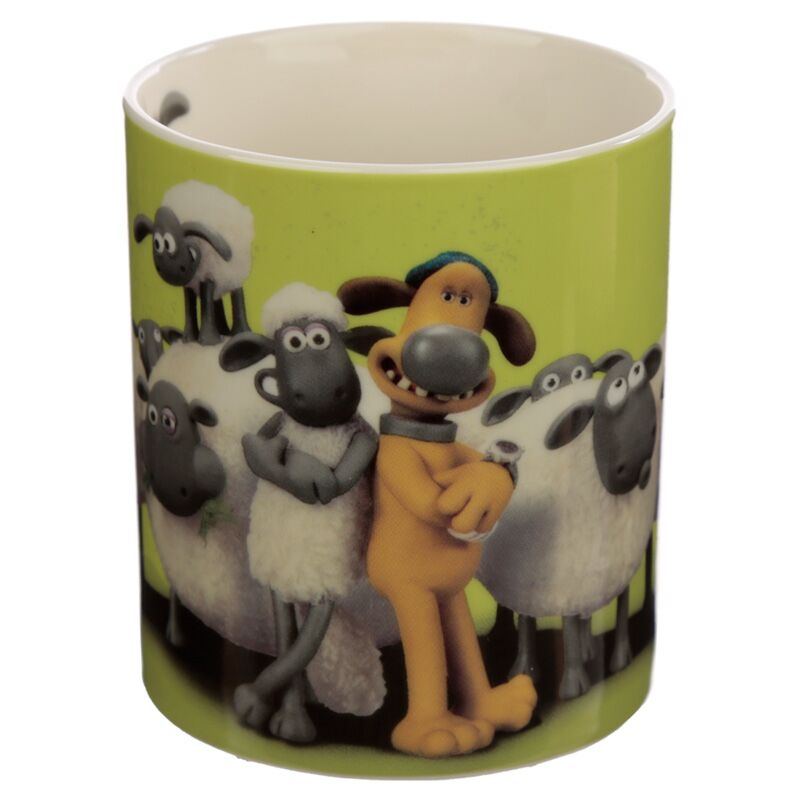 Green Shaun the Sheep porcelain tea cup side view