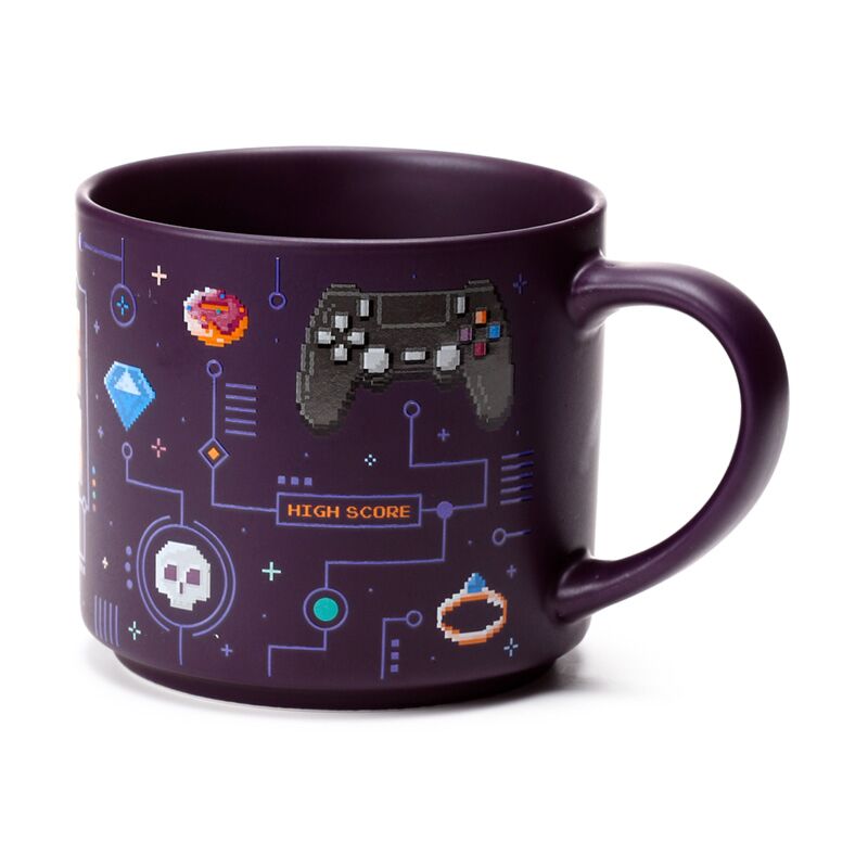 470ml gaming mug with press start graphic