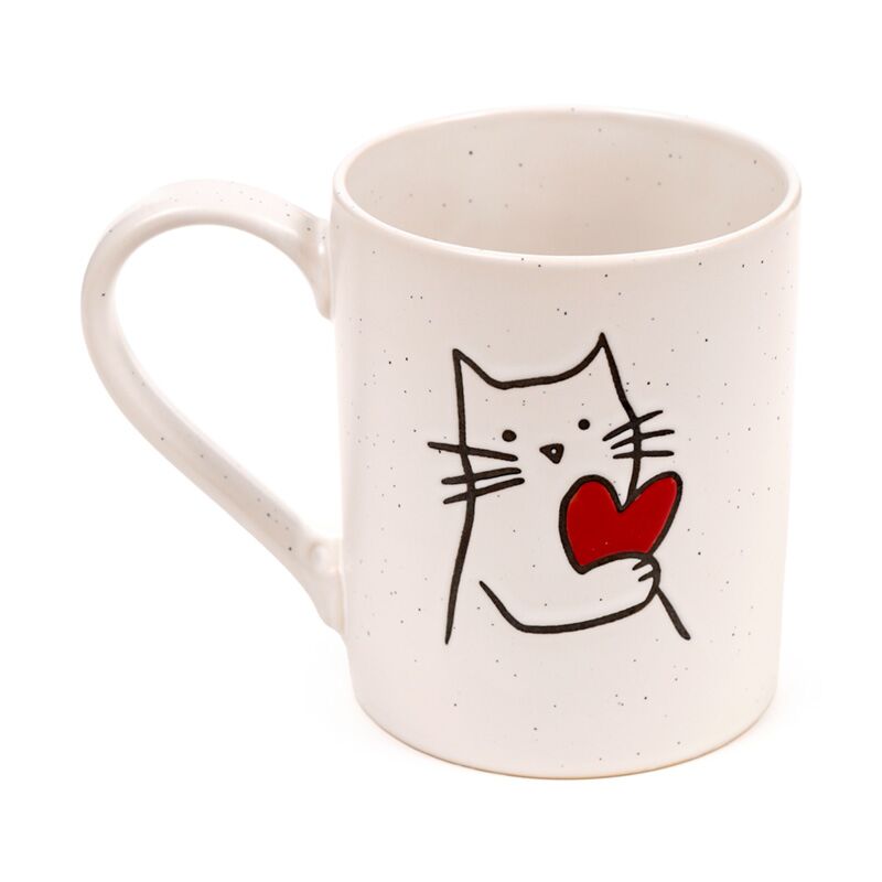 Large cat with heart stoneware mug 520ml
