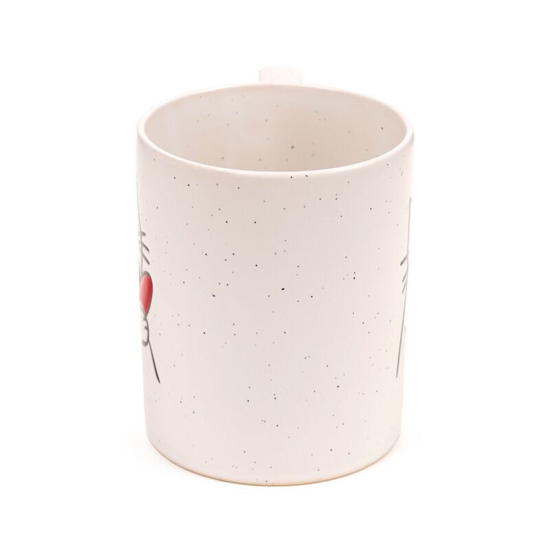 Speckled stoneware mug with minimalist cat design