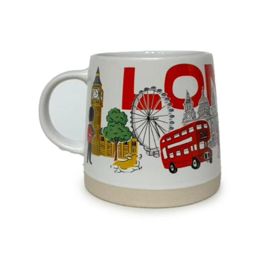 London stoneware coffee mug 420ml with Big Ben and red bus