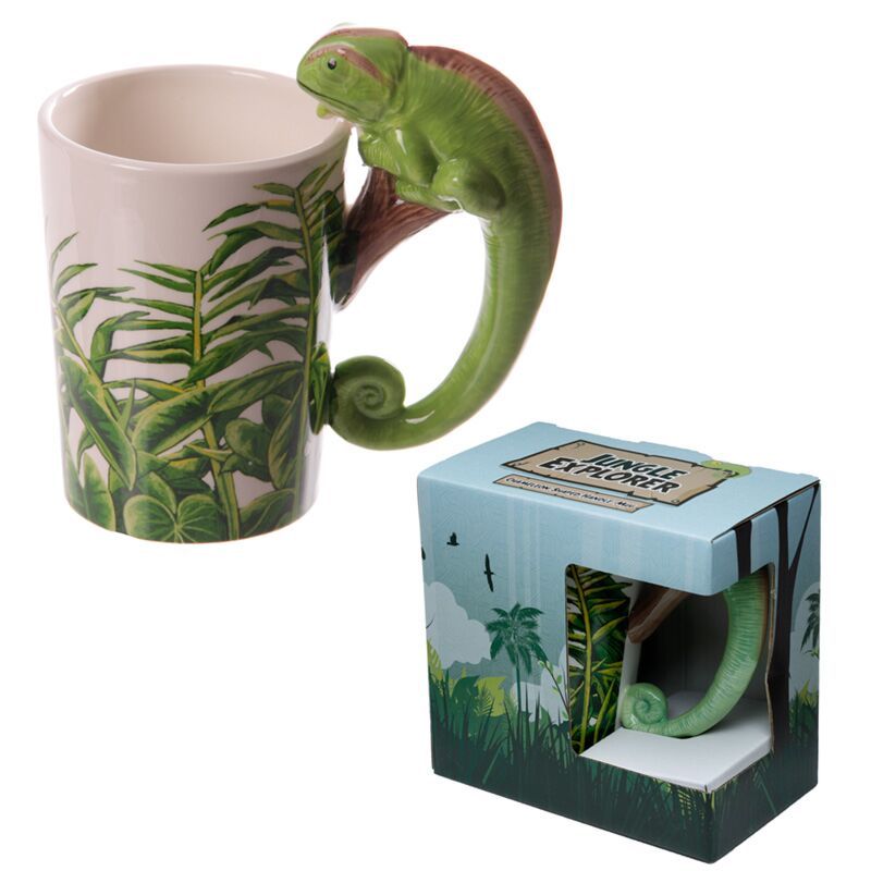 Chameleon handle jungle ceramic mug 400ml