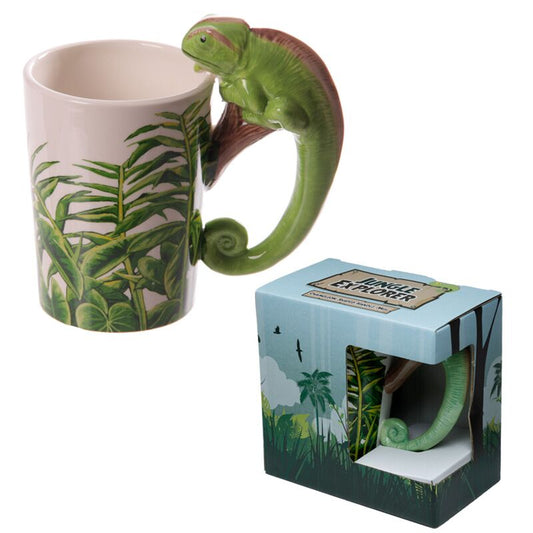 Chameleon handle jungle ceramic mug 400ml