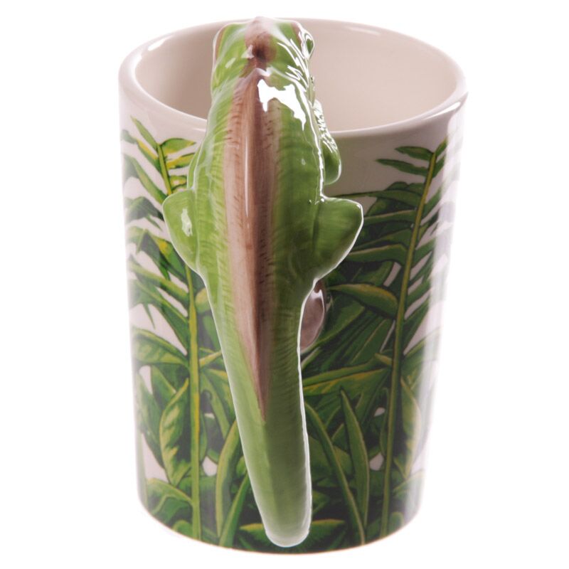 Tropical leaf design ceramic coffee cup