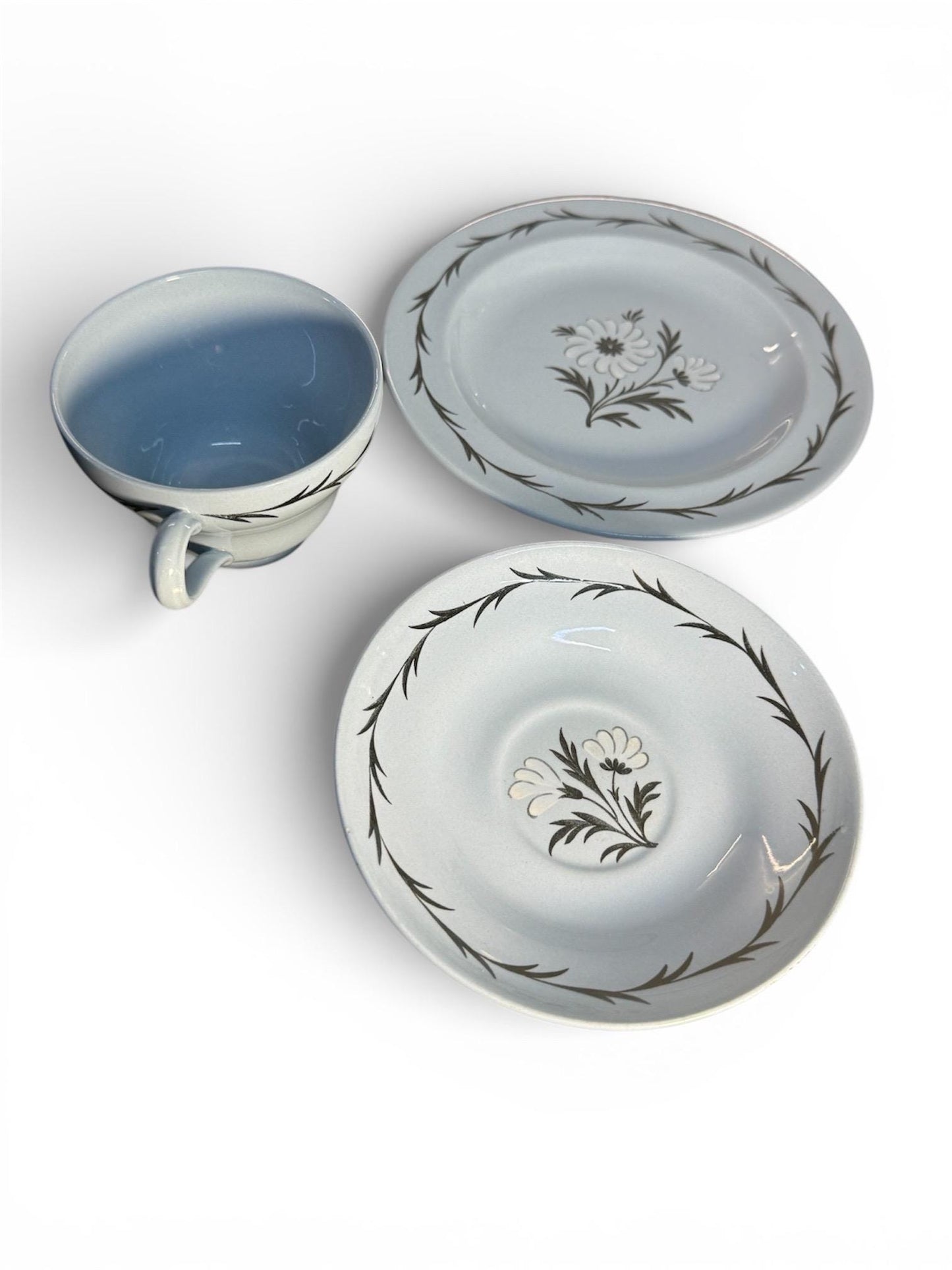 Wedgwood Aster Blue Floral Tea Trio – English Bone China