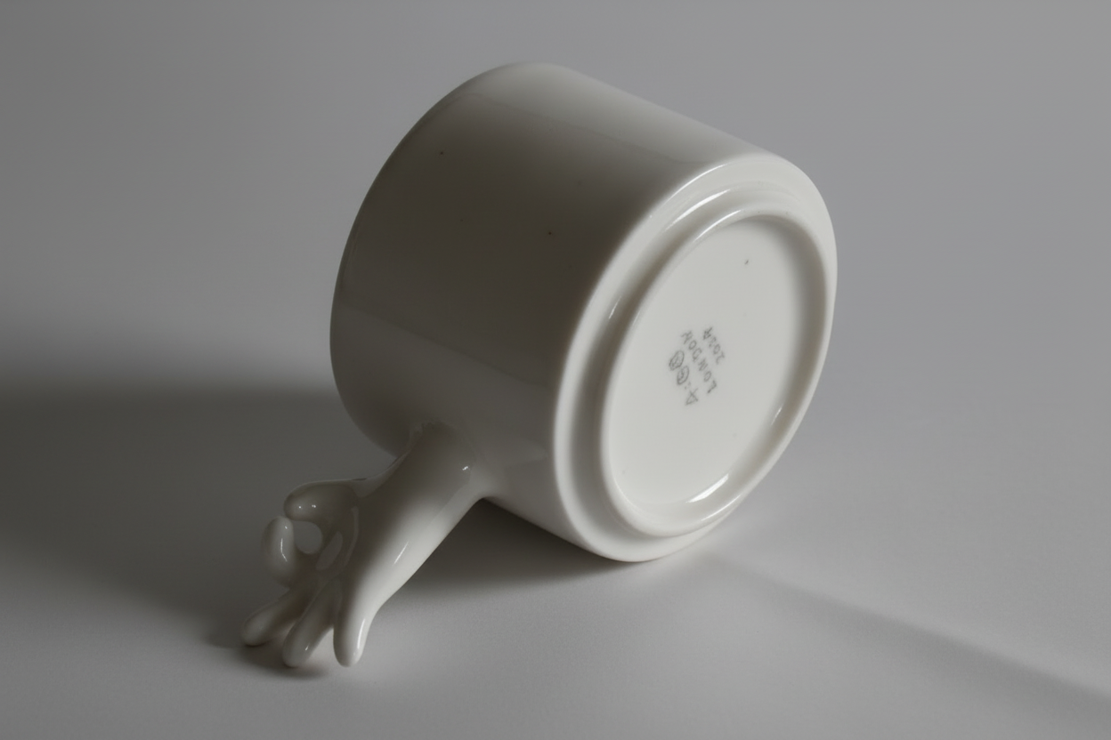 Gesture Ceramic Mug – Handmade Porcelain Coffee Cup（Okay）