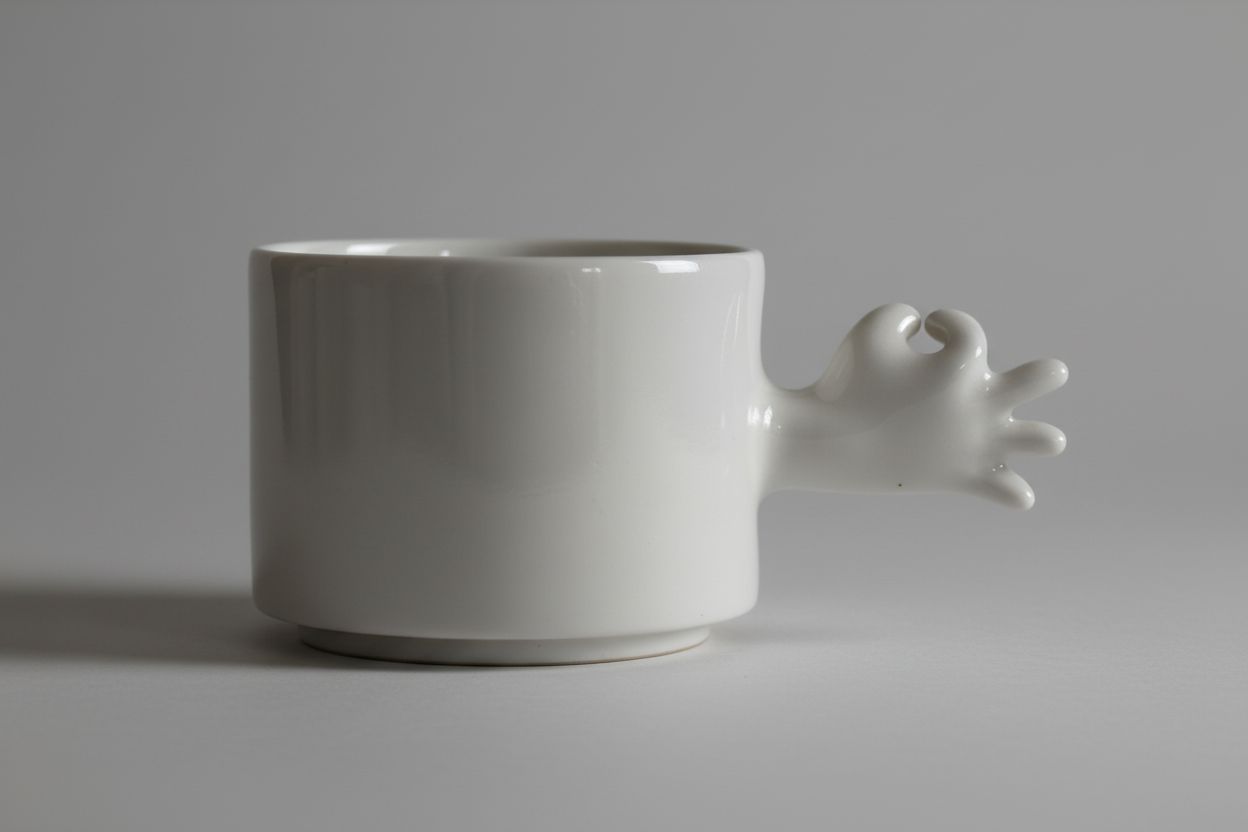 Gesture Ceramic Mug – Handmade Porcelain Coffee Cup（Okay）