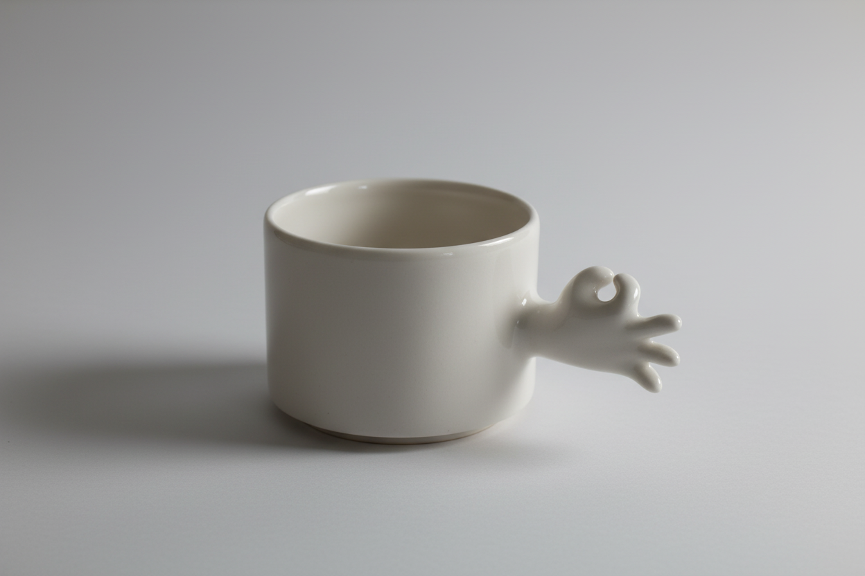 Gesture Ceramic Mug – Handmade Porcelain Coffee Cup（Okay）