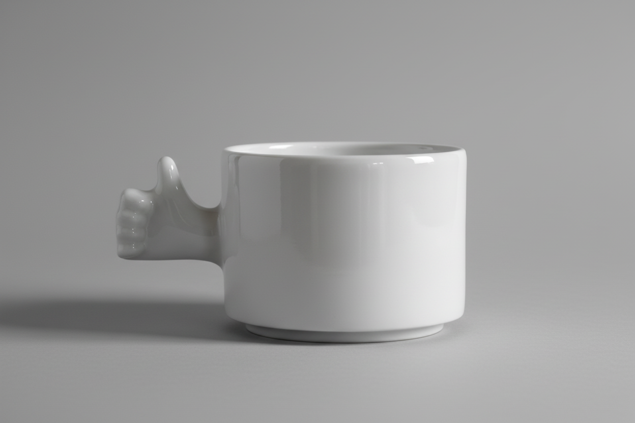 Gesture Ceramic Mug – Handmade Porcelain Coffee Cup（thumb up）