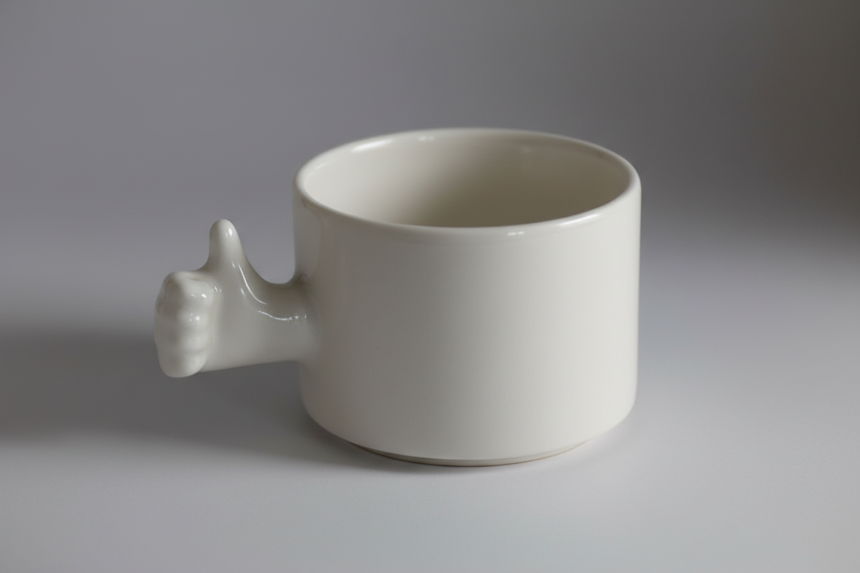 Gesture Ceramic Mug – Handmade Porcelain Coffee Cup（thumb up）