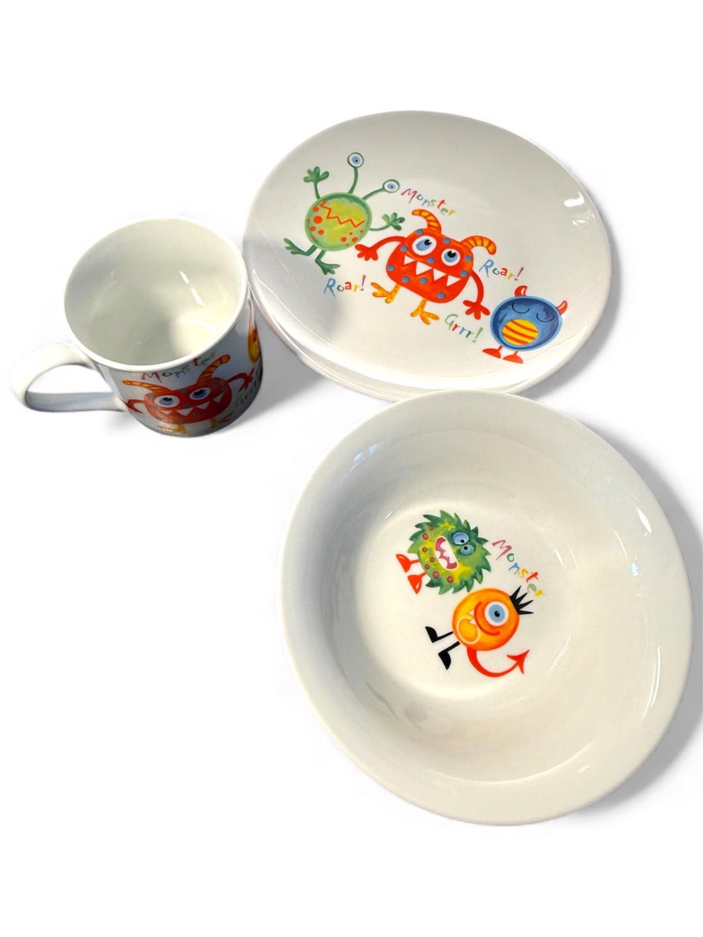 Arthur Wood Monsters Childrens Mug Bowl Plate Set Porcelain